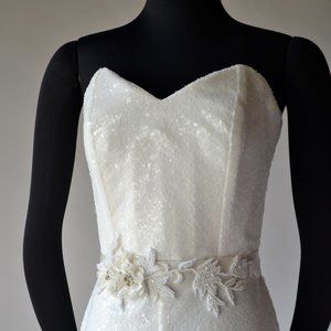 Off White Sequined Bridal Romper/Pants/Suit/Jumpsuit Size 4
